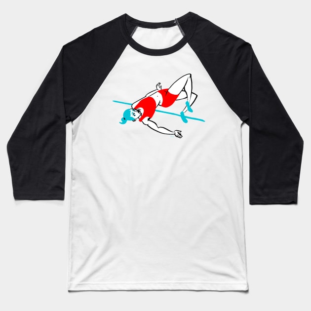 Woman doing High Jump Baseball T-Shirt by CoolCharacters